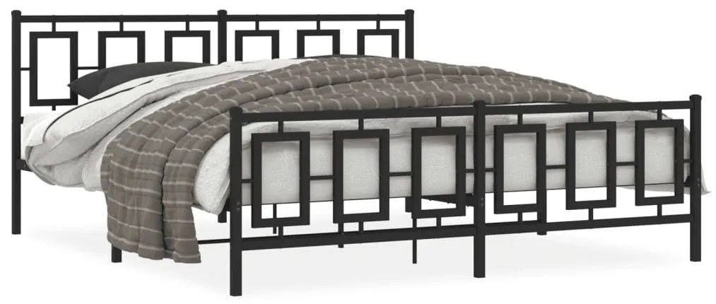vidaXL Estrutura de cama com cabeceira e pés 183x213 cm metal preto