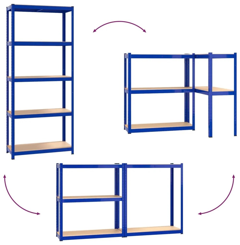 5-Layer Storage Shelf Blue Steel&amp;Madeira de engenharia