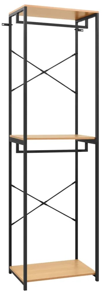 326563 vidaXL Roupeiro 60x40x213 cm metal e contraplacado preto e carvalho