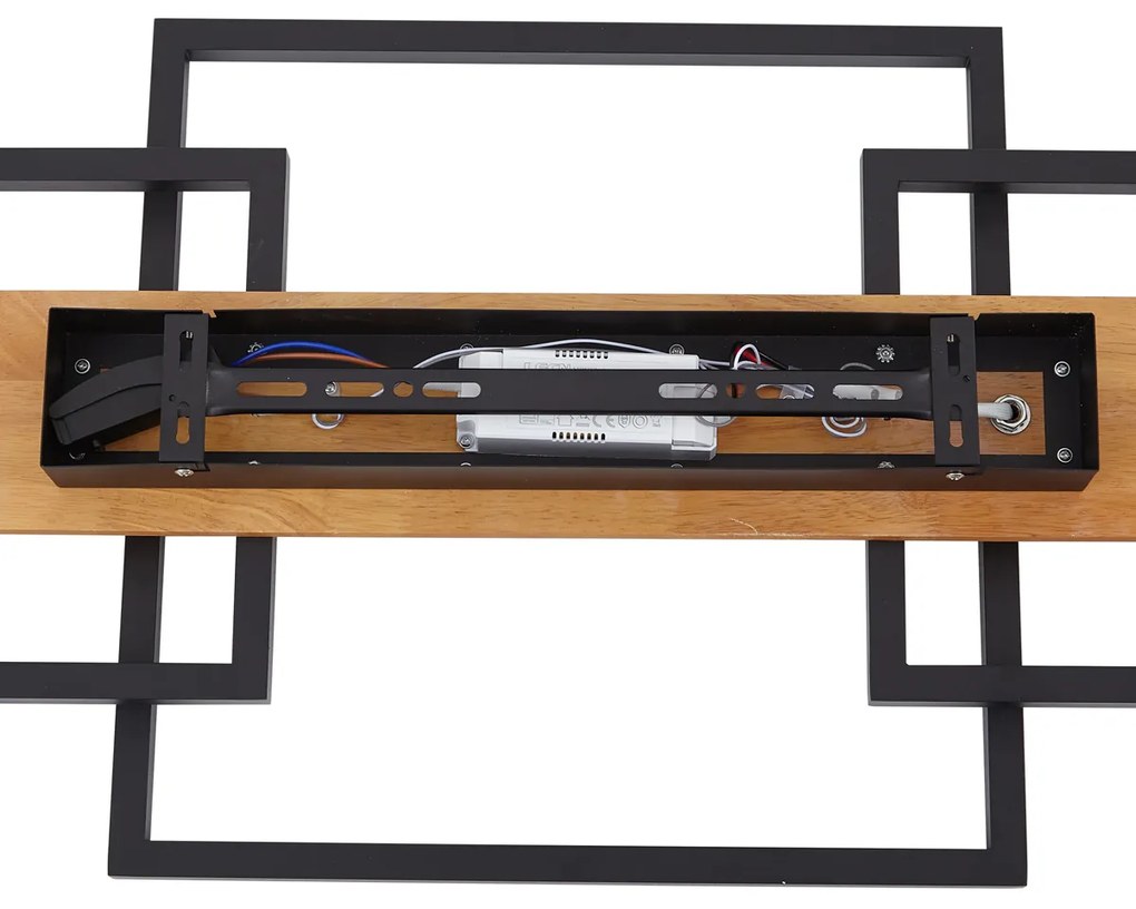 Plafon de design preto quadrado com LED regulável em 3 níveis e 3 luzes - Nimue