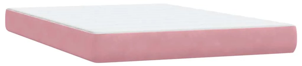 Cama com molas/colchão 100x220 cm veludo Rosa