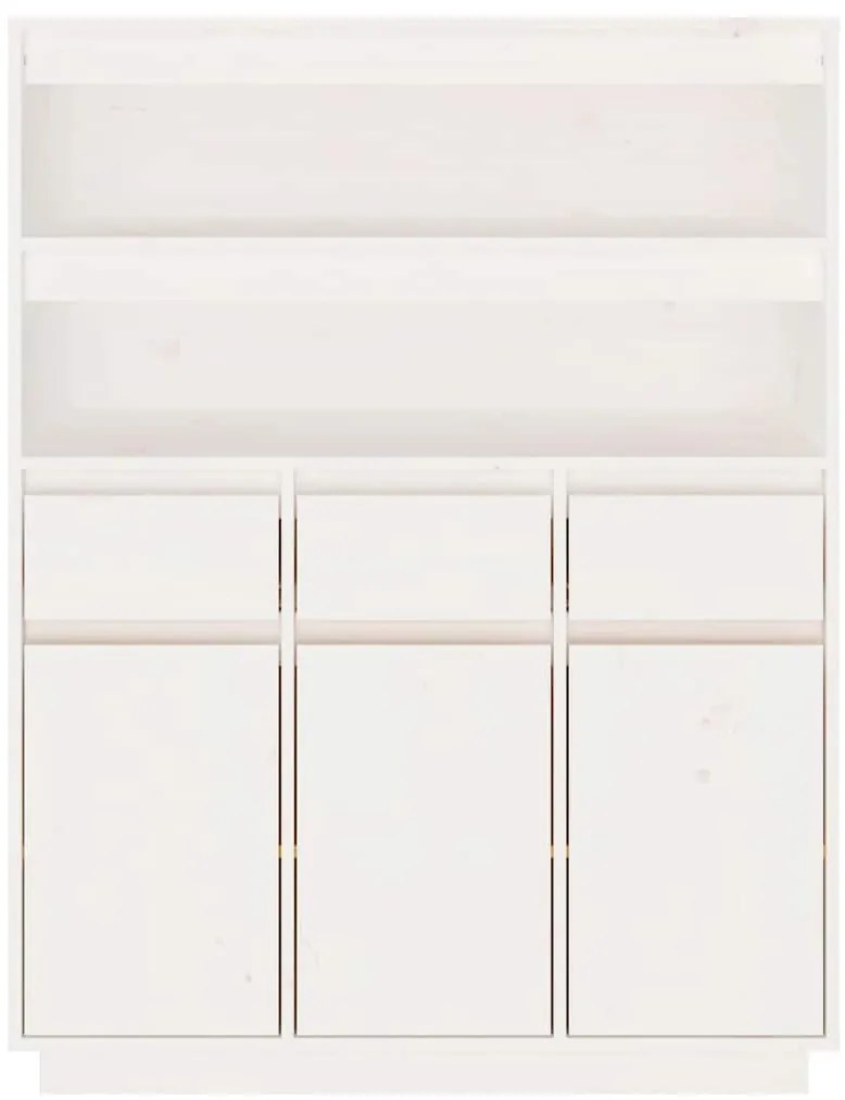 Aparador alto 89x40x116,5 cm madeira de pinho maciça branco