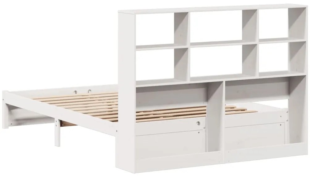 Cama com estante sem colchão 150x200 cm pinho maciço branco