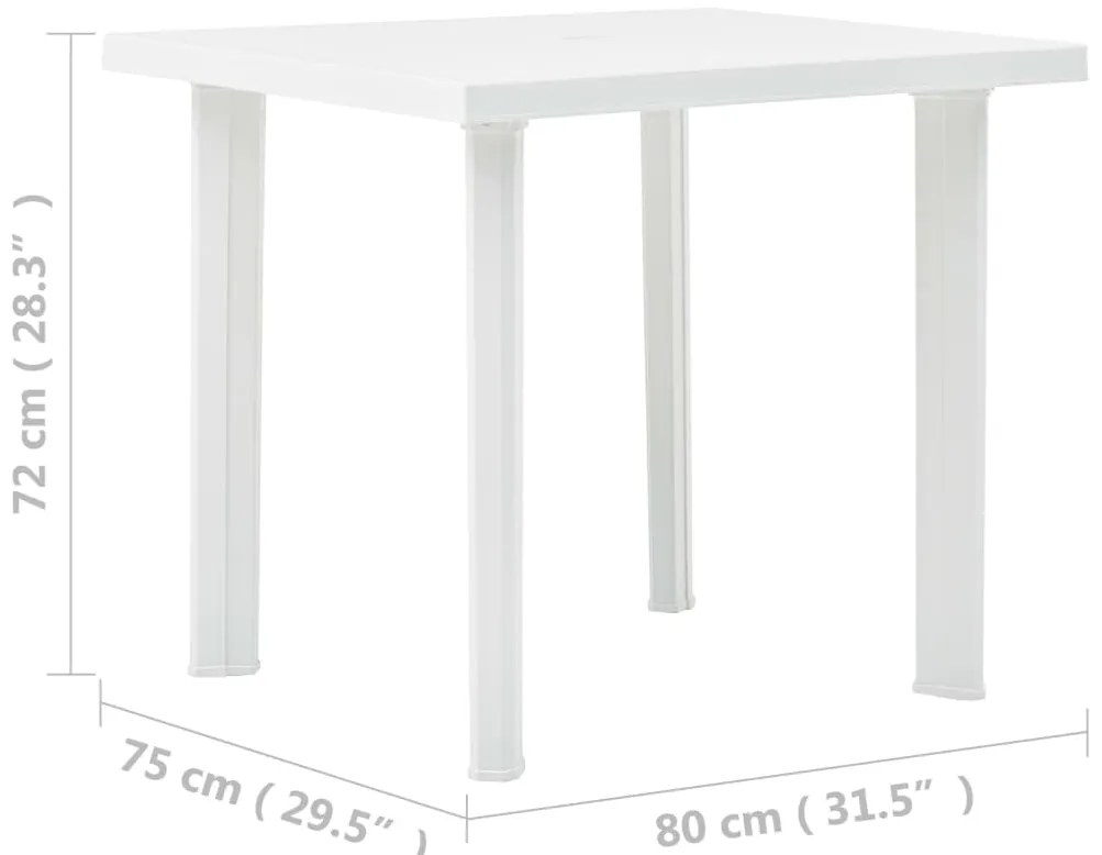 Mesa de jardim 80x75x72 cm plástico branco