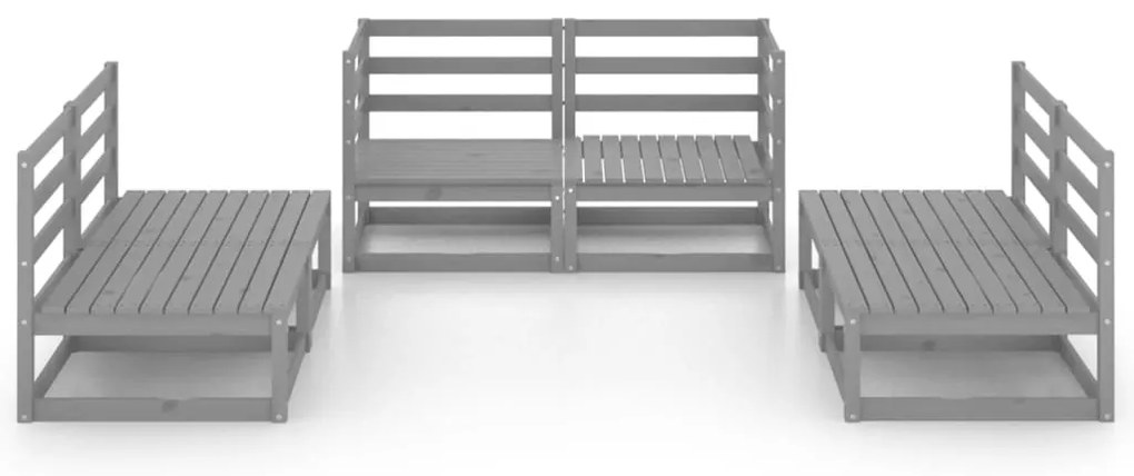 6 pcs conjunto lounge de jardim pinho maciço cinzento