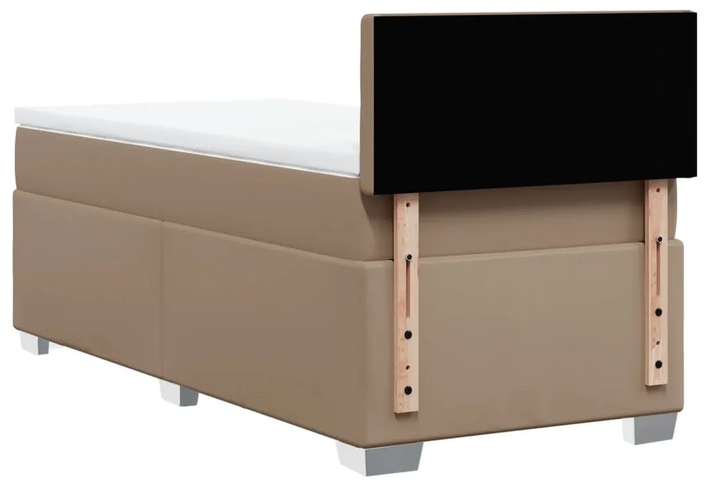 Cama com molas/colchão 100x200 cm couro artificial cappuccino