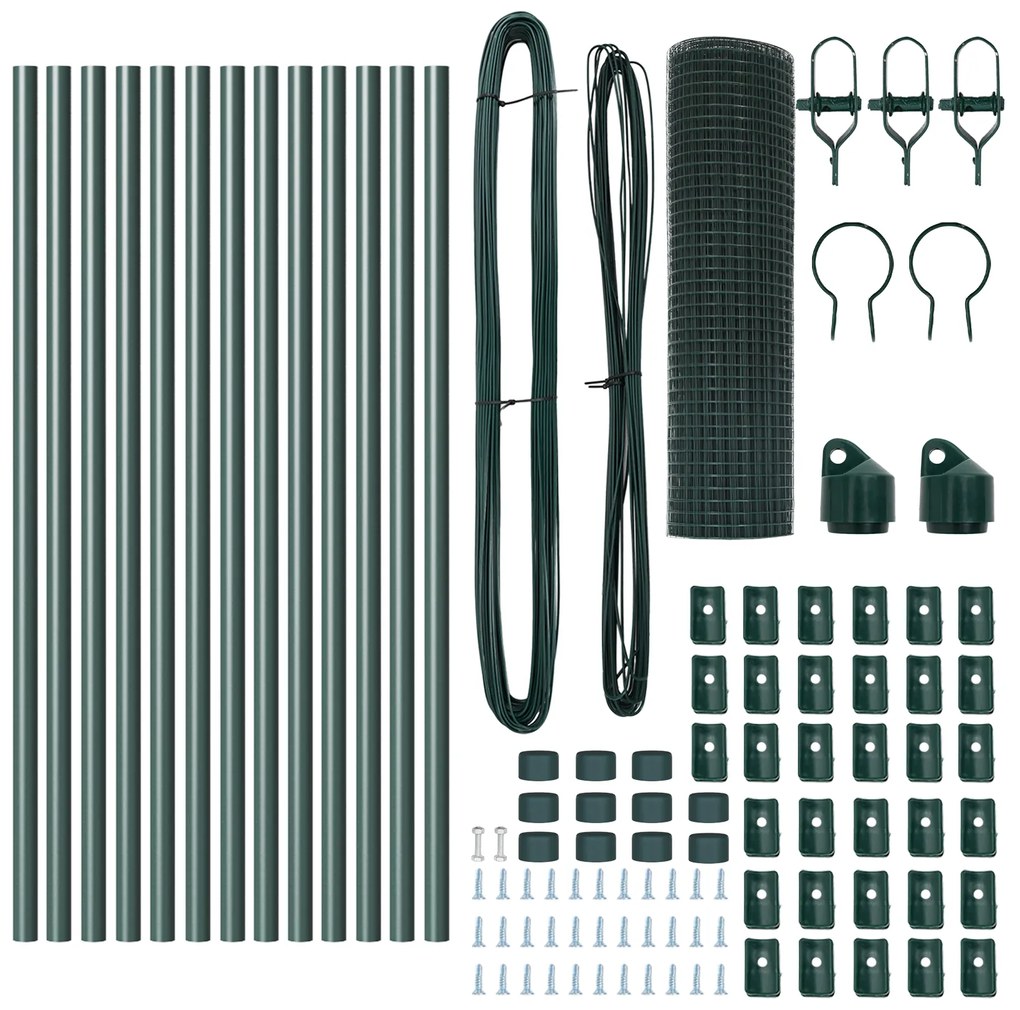 Cerca de Arame Soldado com 13 Postes Verde 0,8x25 m Aço