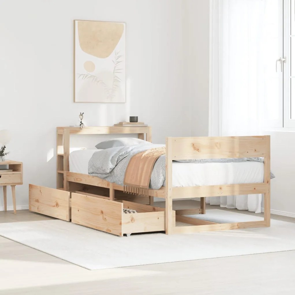 vidaXL Cama sem colchão 75x190 cm madeira de pinho maciça