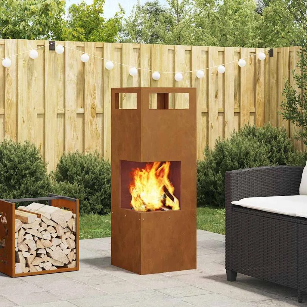 vidaXL Fire Pit Castanho 35 x 35 x 100 cm Aço