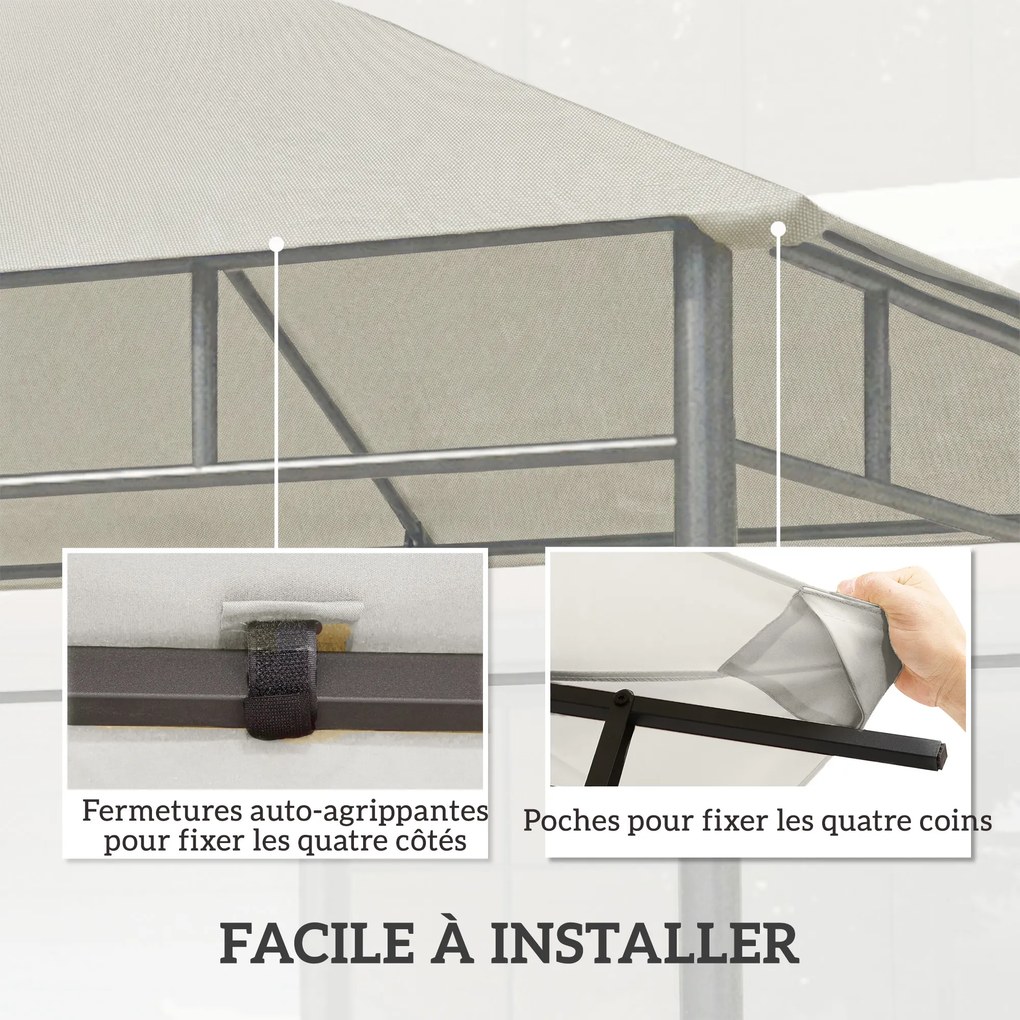 Toldo de substituição 3 x 3 m para tenda (NÃO INCLUIDA) ou cobertura de jardim em poliéster, 180 g/m², , cinzenta