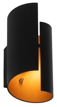 Aplique moderno preto com interior dourado - Faldo Moderno