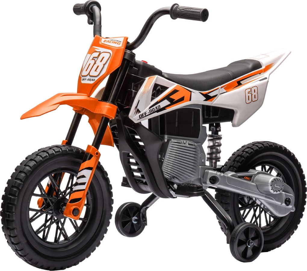 Moto elétrica para crianças, moto de motocross para crianças dos 3 aos 6 anos, 2 motores, 12 V, velocidade máxima de 5 km/h, 107 x 56 x 70 cm, cor lar