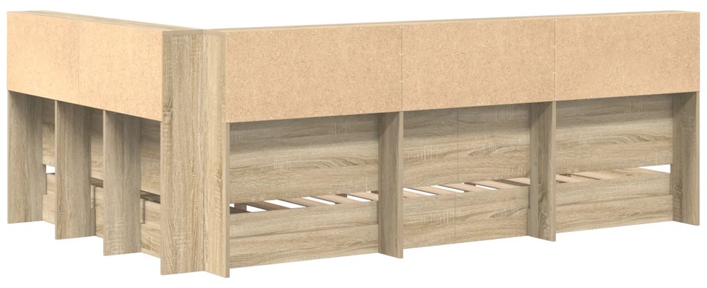 Cama com Estante Carvalho Sonoma 120x190 cm Madeira Engineered.