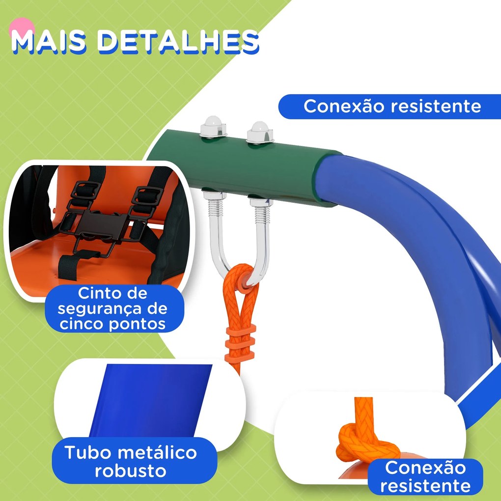 Baloiço Infantil 2 em 1 Baloiço para Crianças e Bebés com 1 Assento pa