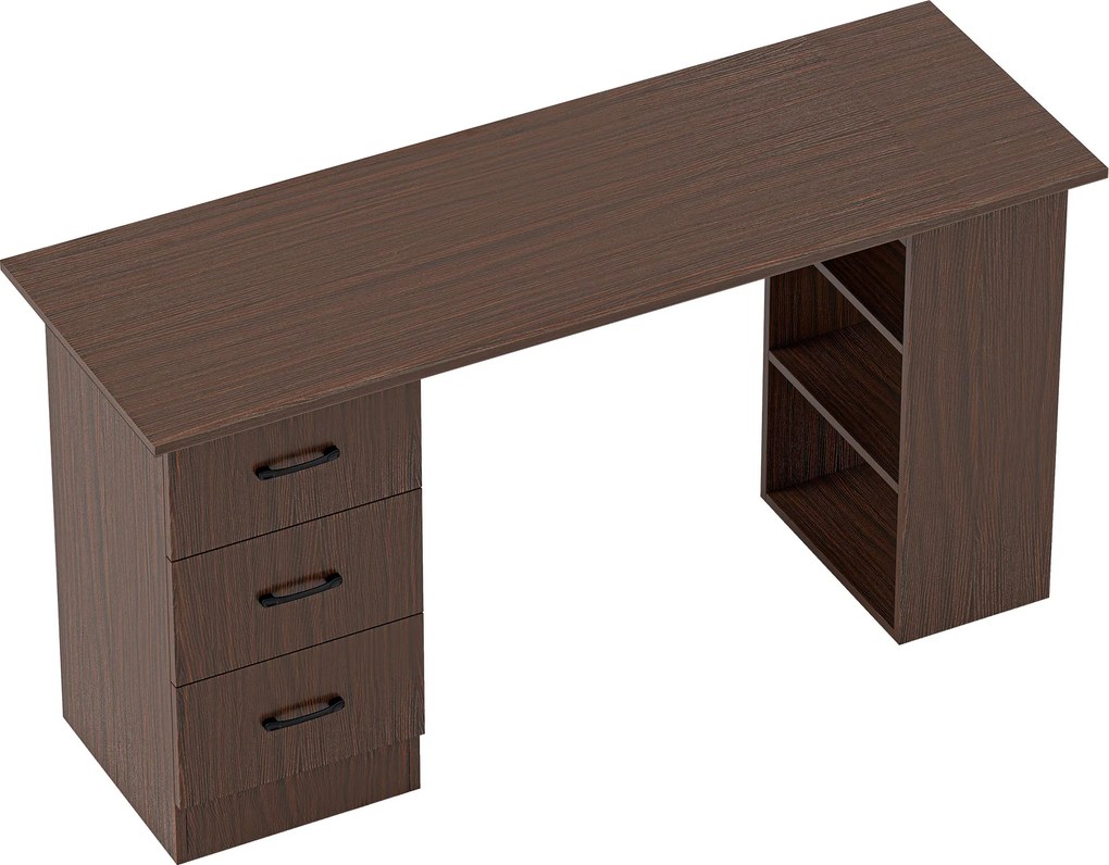 HOMCOM Escrivaninha Moderna com 3 Gavetas e 3 Prateleiras para Quarto e Escritório, em Madeira, 120x49x72 cm, Cor Noce | Aosom Portugal