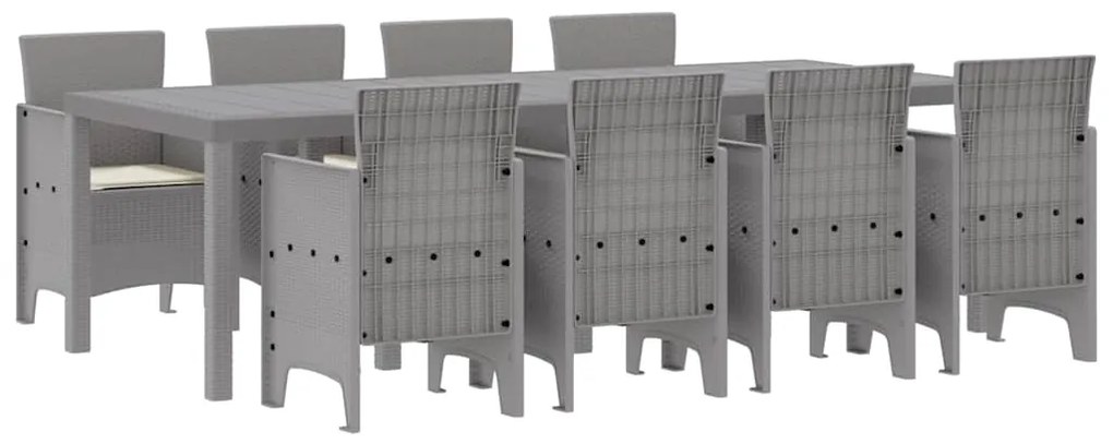 Conjunto de Jantar ao Ar Livre 9 pcs Branco 250 x 100 x 73 cm