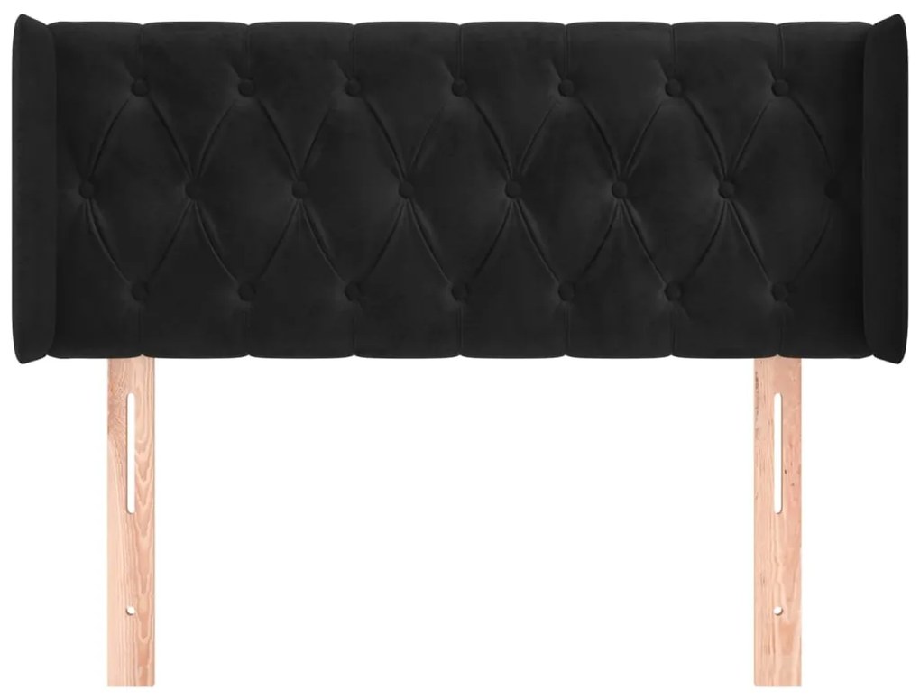 Cabeceira de cama c/ abas veludo 103x16x78/88 cm preto