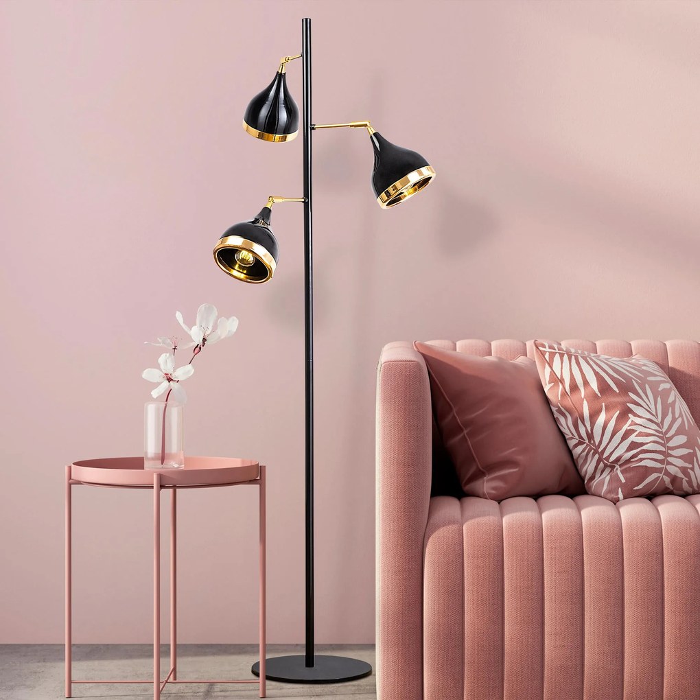Candeeiro de Pé Yildo – Preto e Dourado – 163 cm
