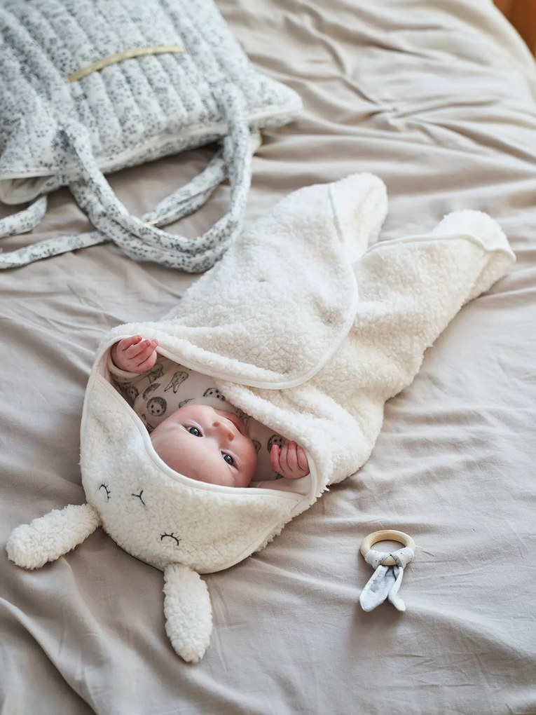 Capa para carrinho de bebé, em peluche, forro em jersey branco escuro liso
