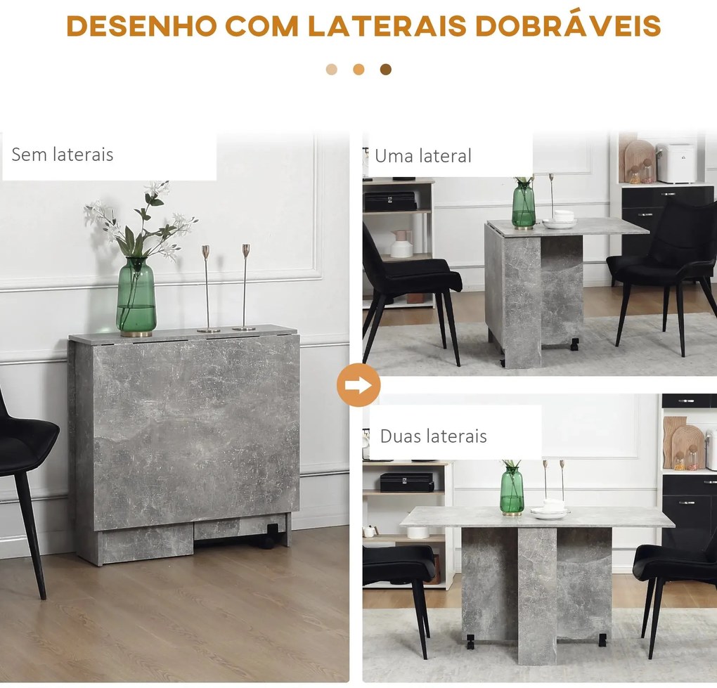 Mesa de Jantar Dobrável Atman - Cinza - 75x140x74 cm - Design Moderno