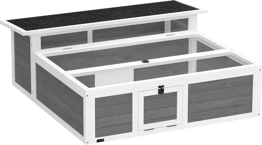PawHut Casa para Tartarugas de Madeira Terrário para Répteis Janela Transparente Teto Rebatível 113x106,5x44,5 cm Cinzento Escuro | Aosom Portugal