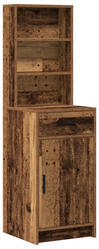 Conjunto de Mesa de Maquiagem 3 Peças MDF Madeira Envelhecida