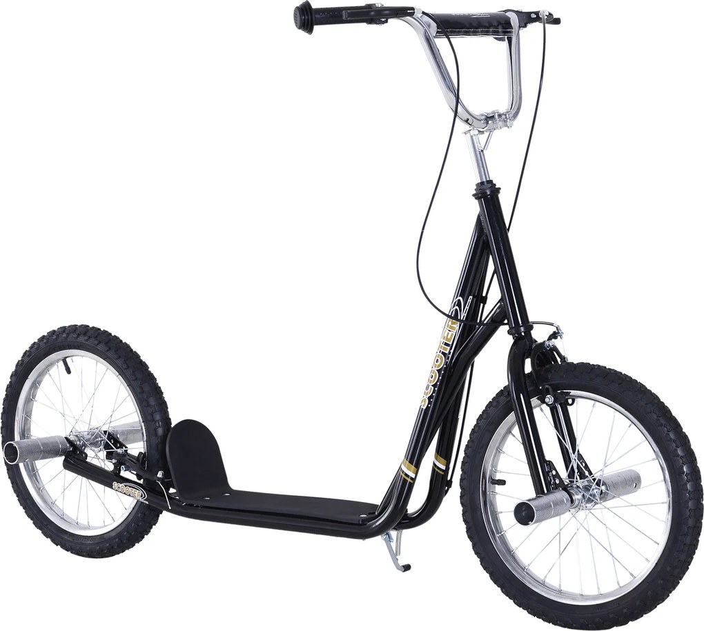 Trotinete para Crianças acima de 5 anos Scooter de 2 Rodas Grandes Insufláveis de 16 Polegadas com Freios e Guidão Ajustável em Altura 143x58x92-100cm