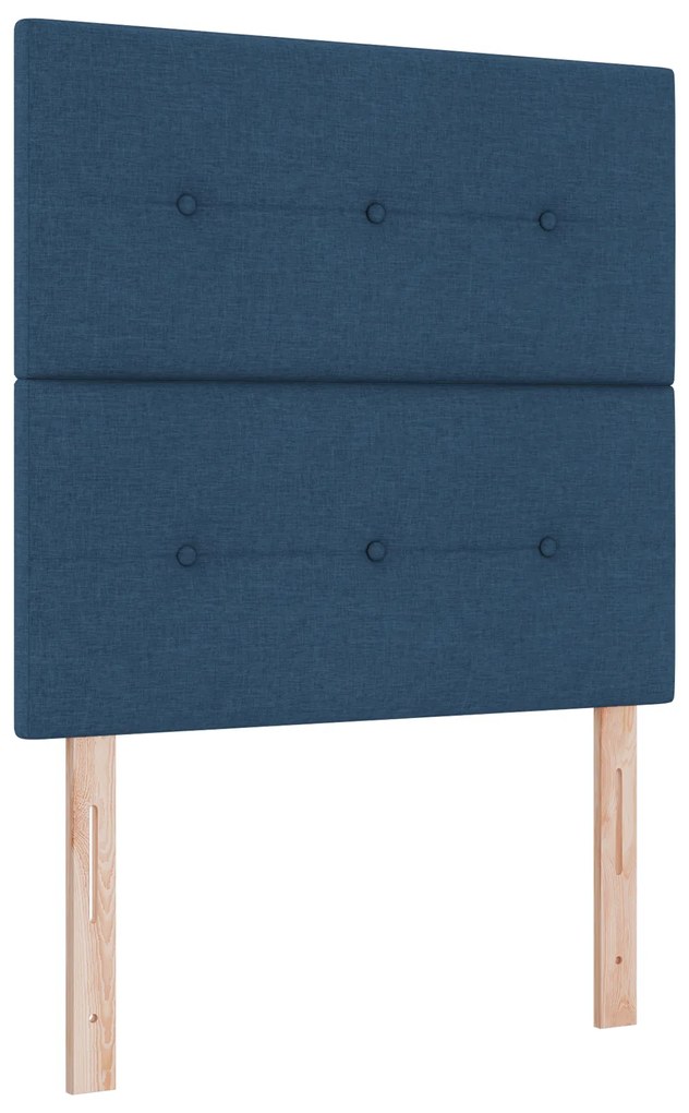 Cama Box com Colchão & Banco Azul 80x200 cm Tecido