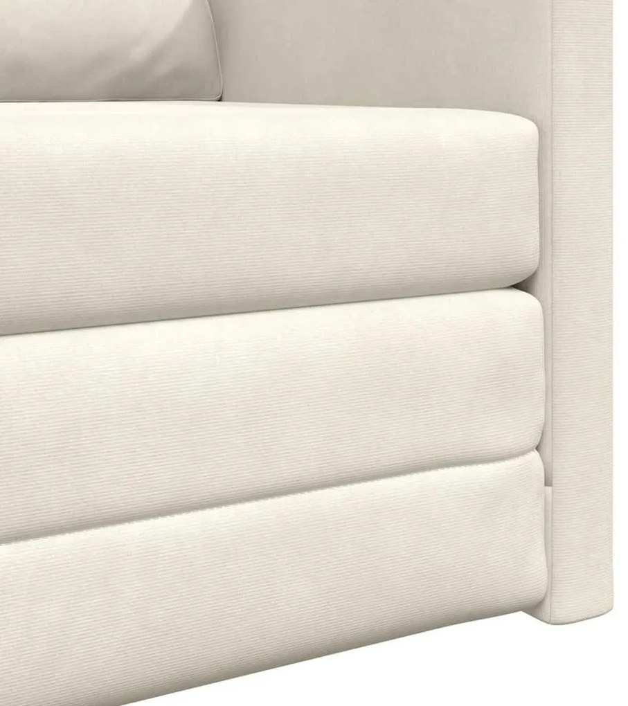 Sofá-cama 2-em-1 Creme 74x77x81 cm Veludo