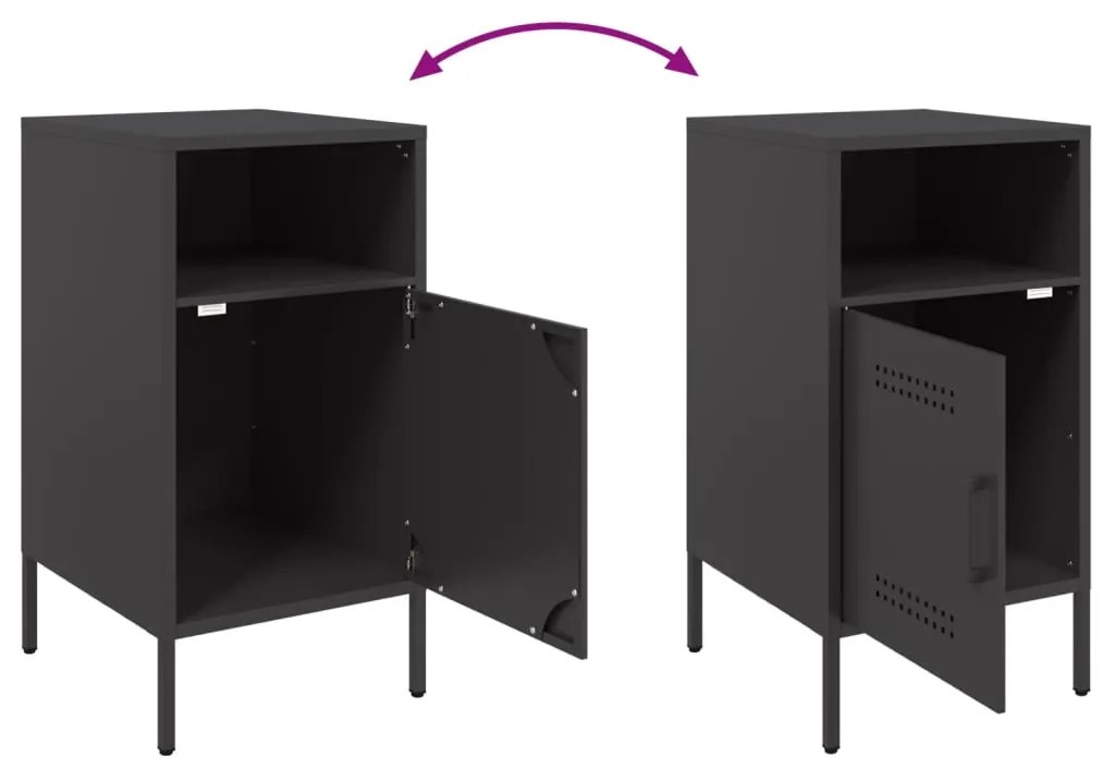 Mesas de cabeceira 2 pcs 36x39x68 cm aço preto