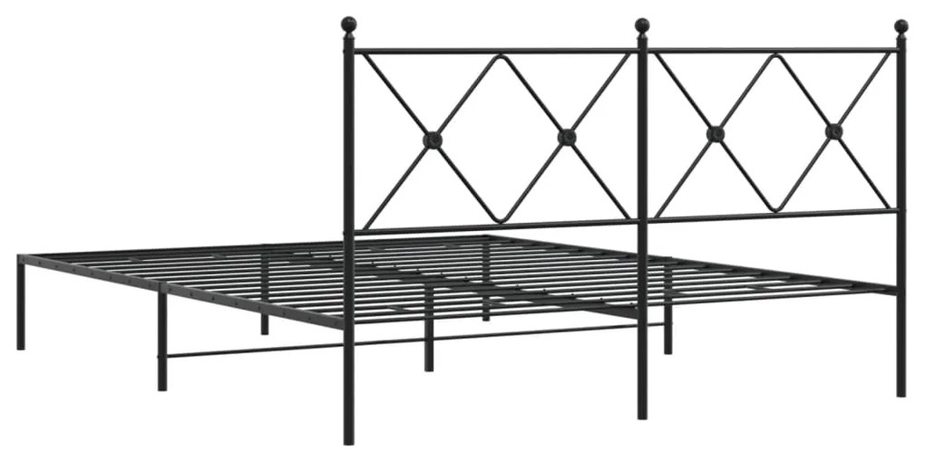 Estrutura de cama em metal com cabeceira 150x200 cm preto