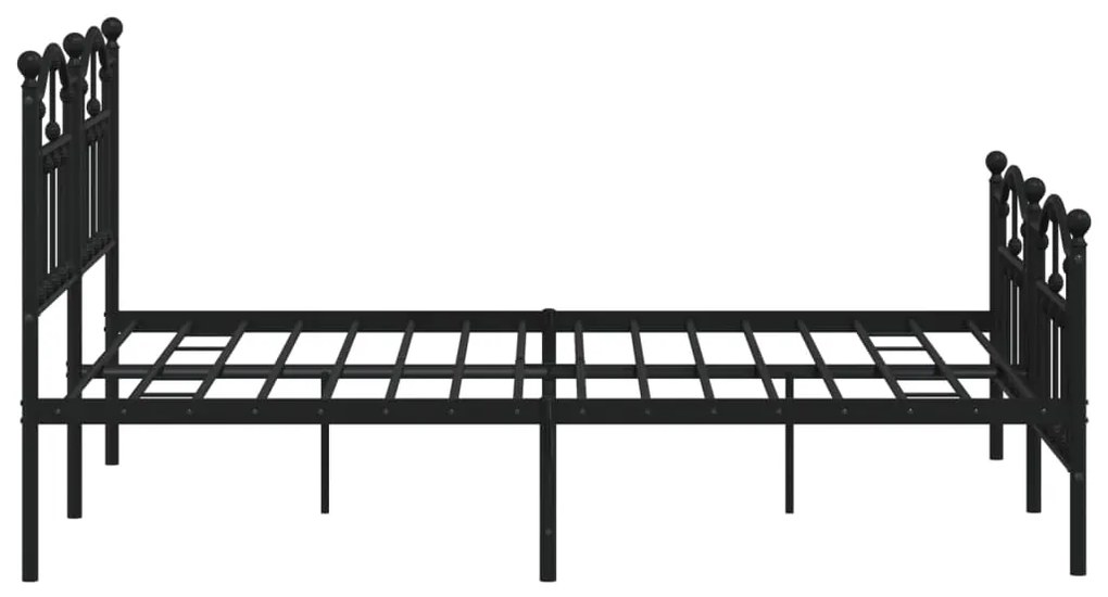 Estrutura de cama com cabeceira e pés 140x190 cm metal preto