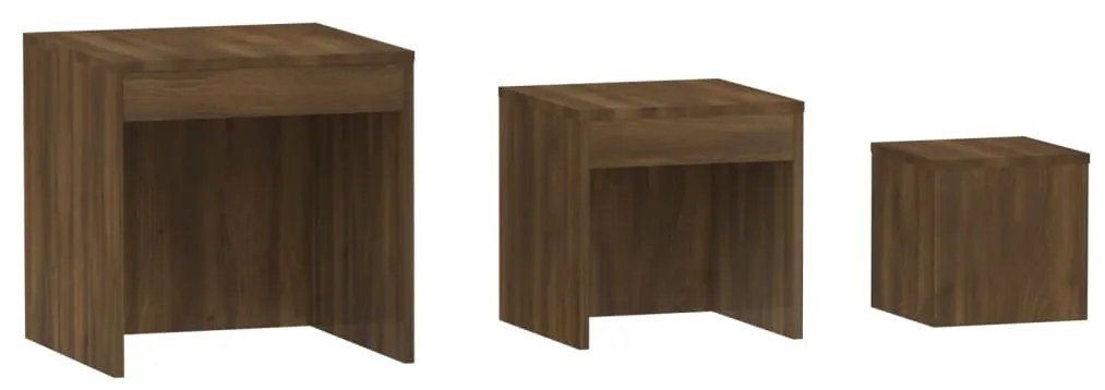 Mesas de encastrar 3 pcs derivados de madeira carvalho castanho