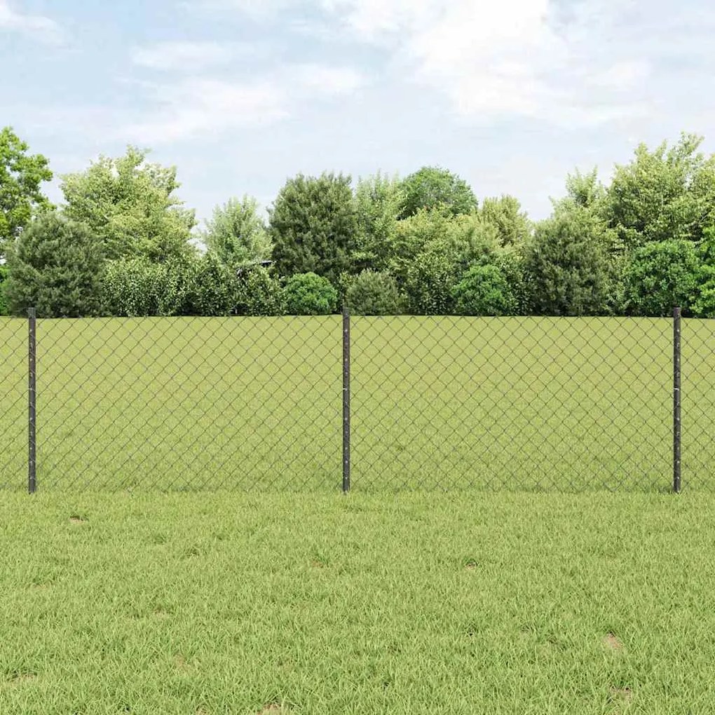 vidaXL Cerca com Postes Cinzeto 0.6 x 10 m Aço
