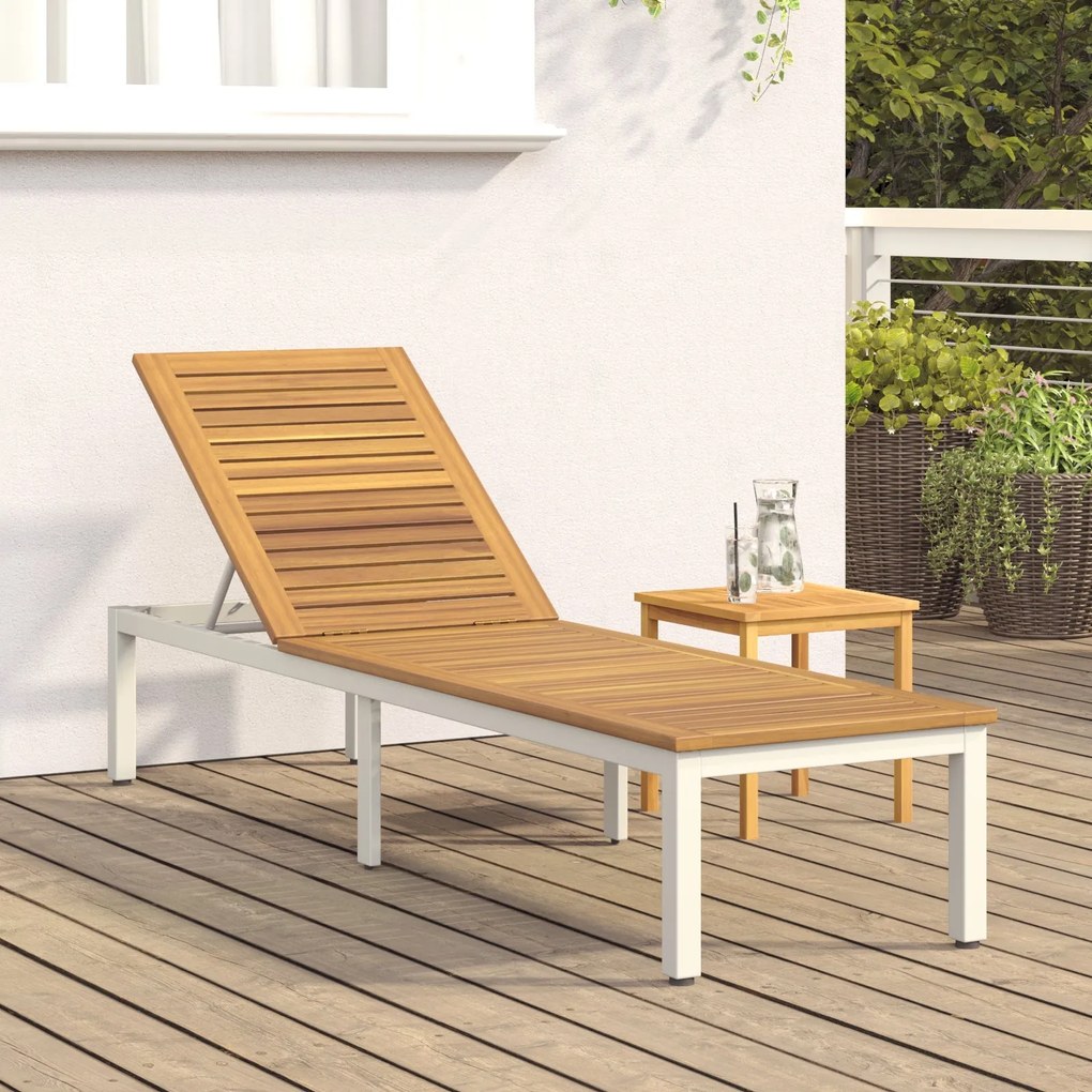 Espreguiçadeira Cinza 200x55x35 cm Madeira de Acácia