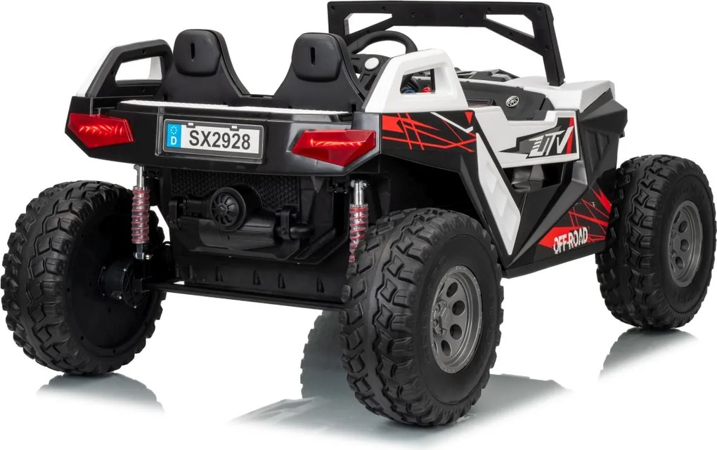 Buggy elétrico para Crianças 24V 2 Lugares RTR Monster Speed ​​4x4, Rodas Espuma EVA, assento couro ecológico Branco