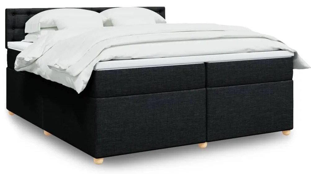 Cama com molas/colchão 200x200 cm tecido preto