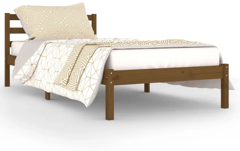 Estrutura de cama 90x200 cm pinho maciço castanho mel