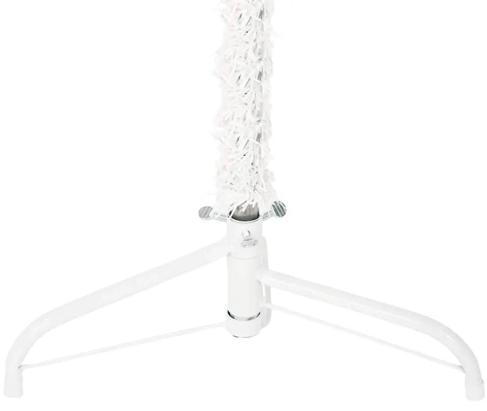 Meia árvore de Natal fina com suporte 210 cm branco