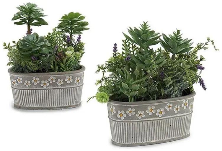 Planta Decorativa Verde Cinzento Plástico Cimento (16 x 28 x 26 cm)