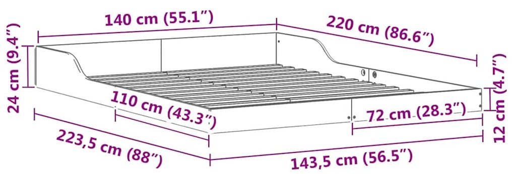 Estrutura da Cama Branco 140 x 220 cm madeira