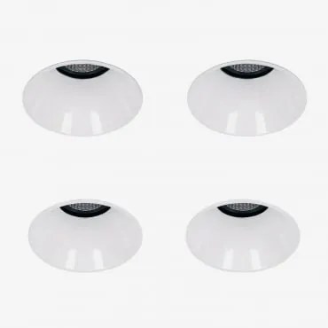 Pack De 4 Downlights Led Embutidos Sem Moldura Trimless Redondos Ø6,8 Cm Em Alumínio Luisiana Branco & Branco 3000k & 8 W & 23º - Sklum
