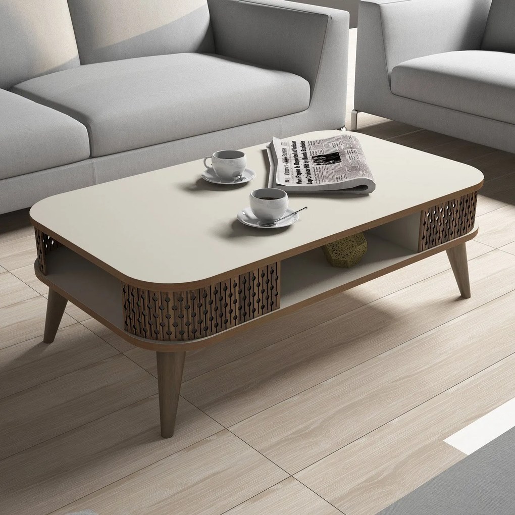 Mesa de Centro Eylül – Creme – 105x34,6x60 cm