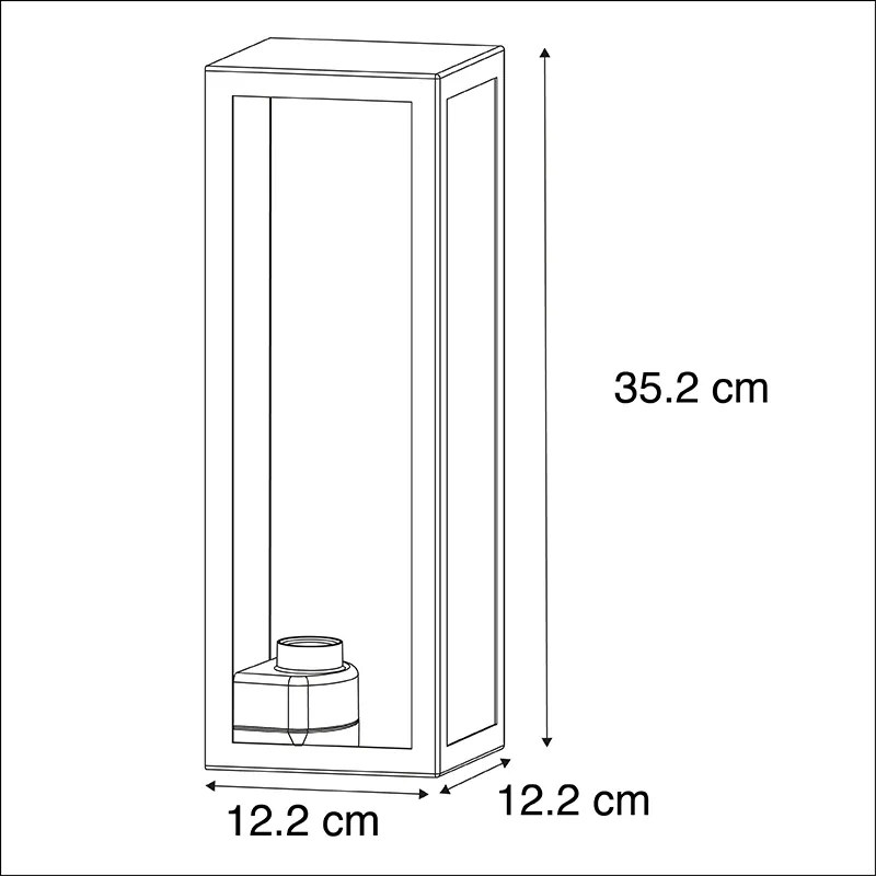 Candeeiro de parede exterior retangular moderno preto com vidro - Rotterdam Long Moderno