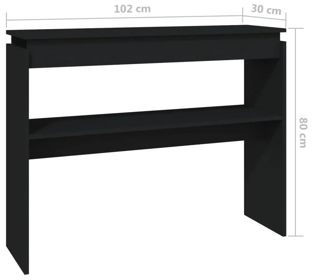 Mesa consola 102x30x80 cm derivados de madeira preto