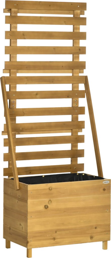 Outsunny Canteiro elevado com 3 Schubladen, incl. Rankhilfe, resistente às intempéries, madeira maciça, 63 cm x 39 cm x 160 cm, natural | Aosom Portugal