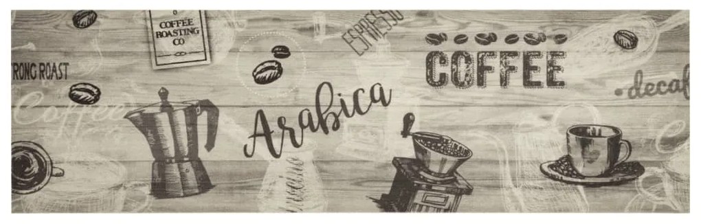 Tapete de cozinha lavável 45x150 cm veludo padrão café cinzento