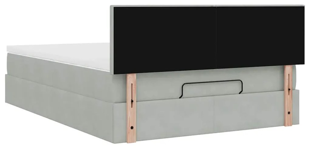 Estrutura de cama otomana com colchão 140x190 cm cinzento claro
