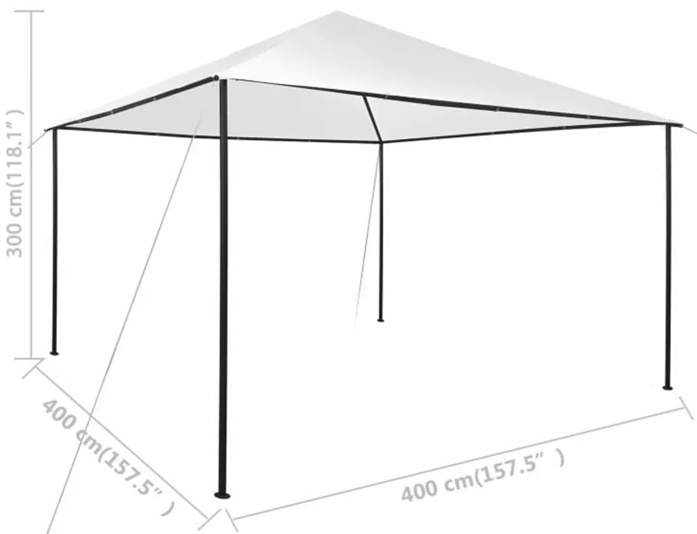 Gazebo 4x4x3 m 180 g/m² branco