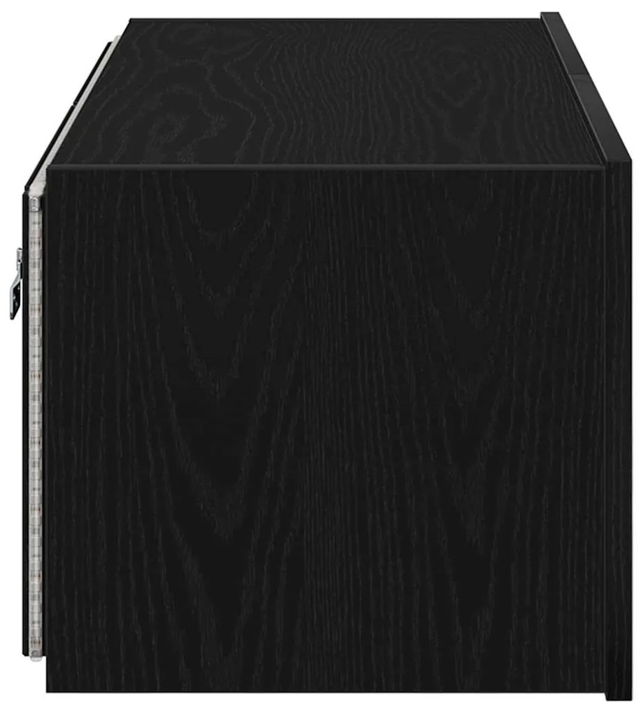 Estante de TV vidaXL com Luzes LED Preto Carvalho 80x35x31 cm
